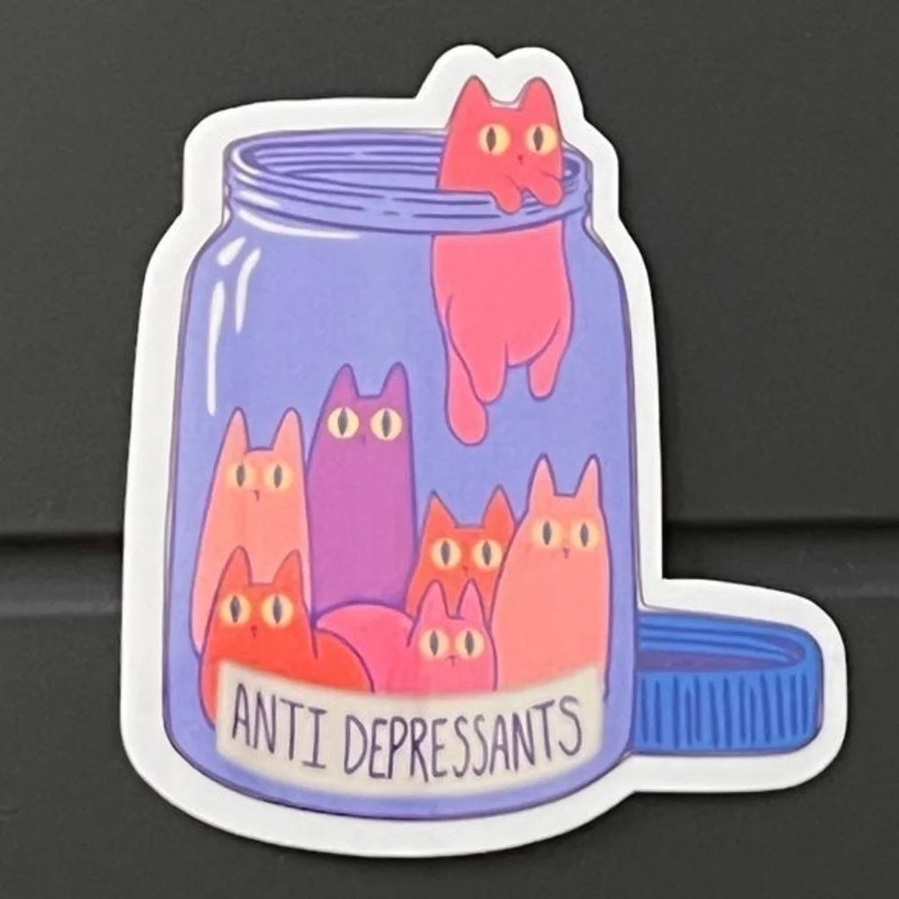 ANTIDEPRESSANT CATS STICKER laptop vinyl sticker decal